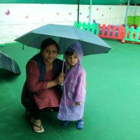 Fun in rain in school